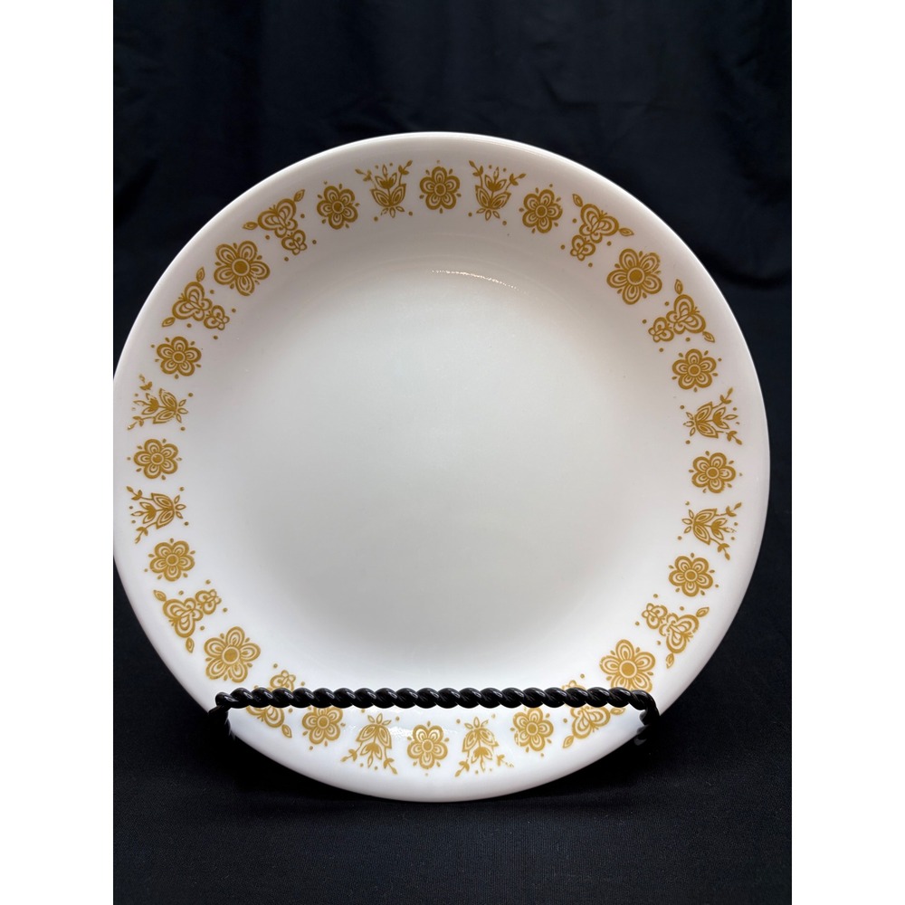 VTG Corelle Butterfly Gold Dinner Plate Vintage Corning Vitrelle 8.5 Inch Floral